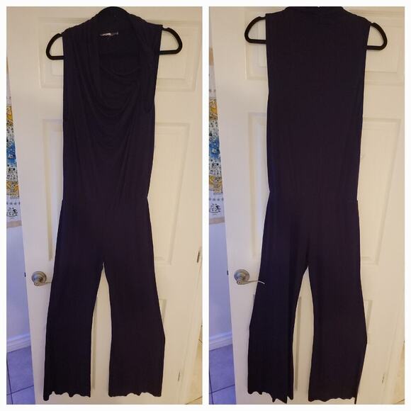 Young Fabulous & Broke Pants - Young Fabulous Broke Jumpsuit SZ M Scoop Neck Wide Leg Slinky Sleeveless Plum